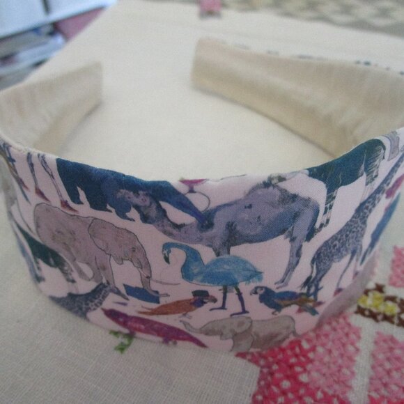 Liberty of London Art Fabric Headband Queue The Zoo Animals Blue Purple Colorful - Picture 7 of 15
